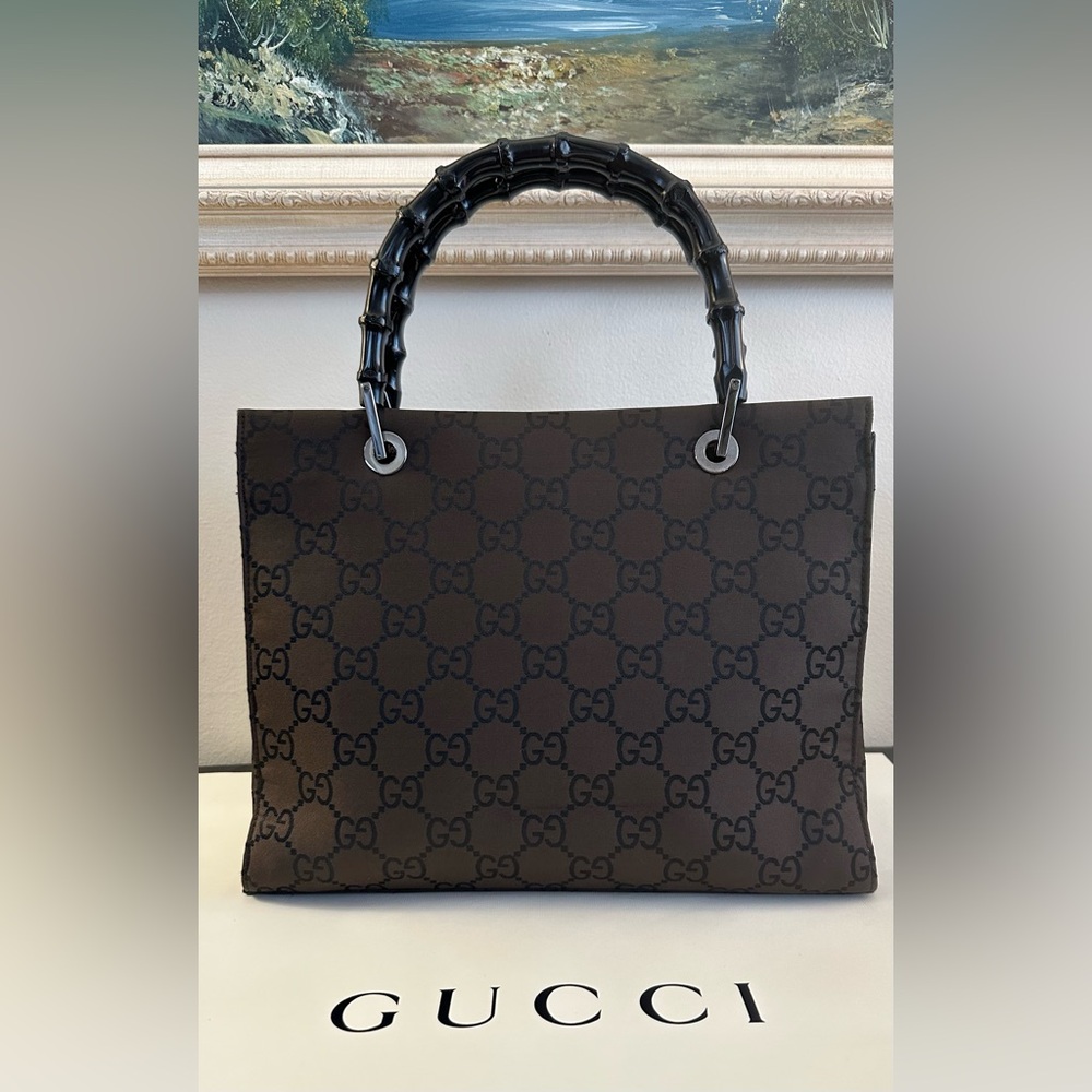 Gucci Black and Brown Tote Bag